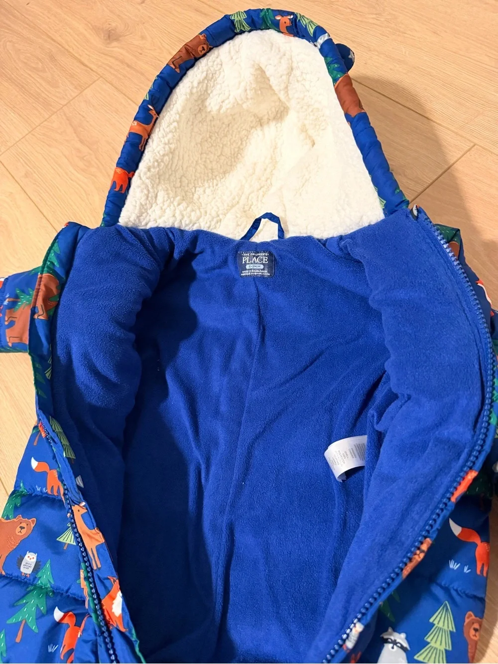 Place Blue Woodland Animals Hooded Baby One-Piece Snowsuit 6-9 M